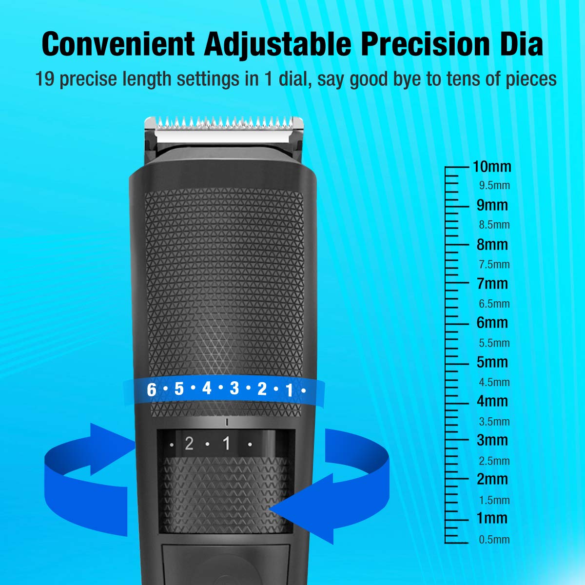 Electric Hair Clipper Cordless Beard Trimmer for Men Professional Barber Clippers, Hair Clipper with Comb Attachment and 20 Adjustable Settings, Washable Black by PRITECH…